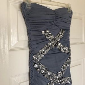 purple/gray prom dress